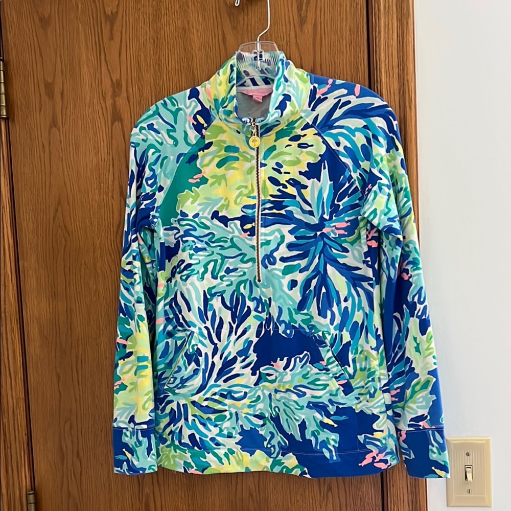 Lilly Pulitzer Skipper Colorful Quarter-Zip Pullover.Extra small. EUC